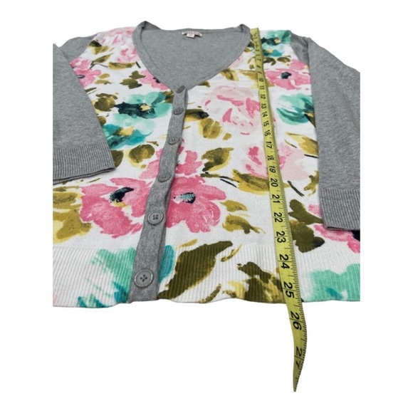 Merona Heather Gray & Floral Large Knit Cardigan - Picture 2 of 7